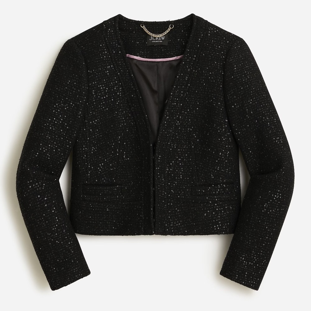 NWT JCrew Collection lady jacket in sequin wool tweed
